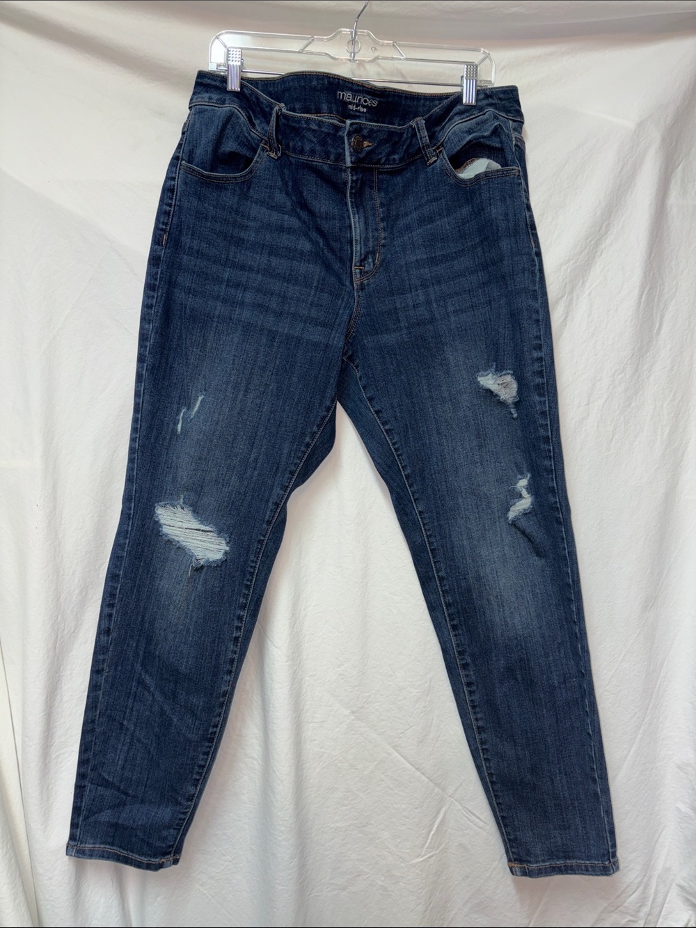 Maurices Dark Blue Distressed Boyfriend Skinny Jeans #0063